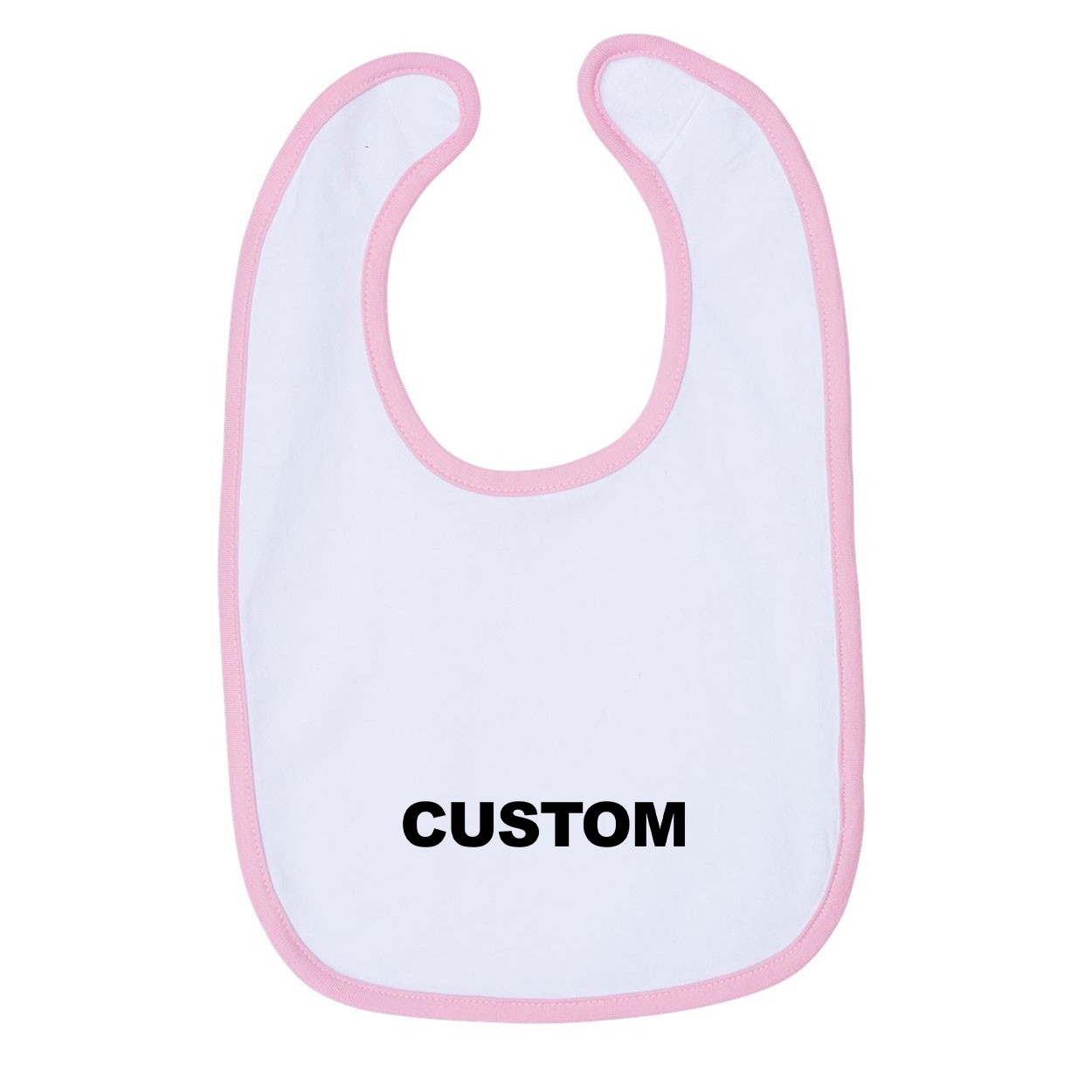 Custom Life Brand Logo Classic Infant Baby Bib White/Pink (Black Logo)