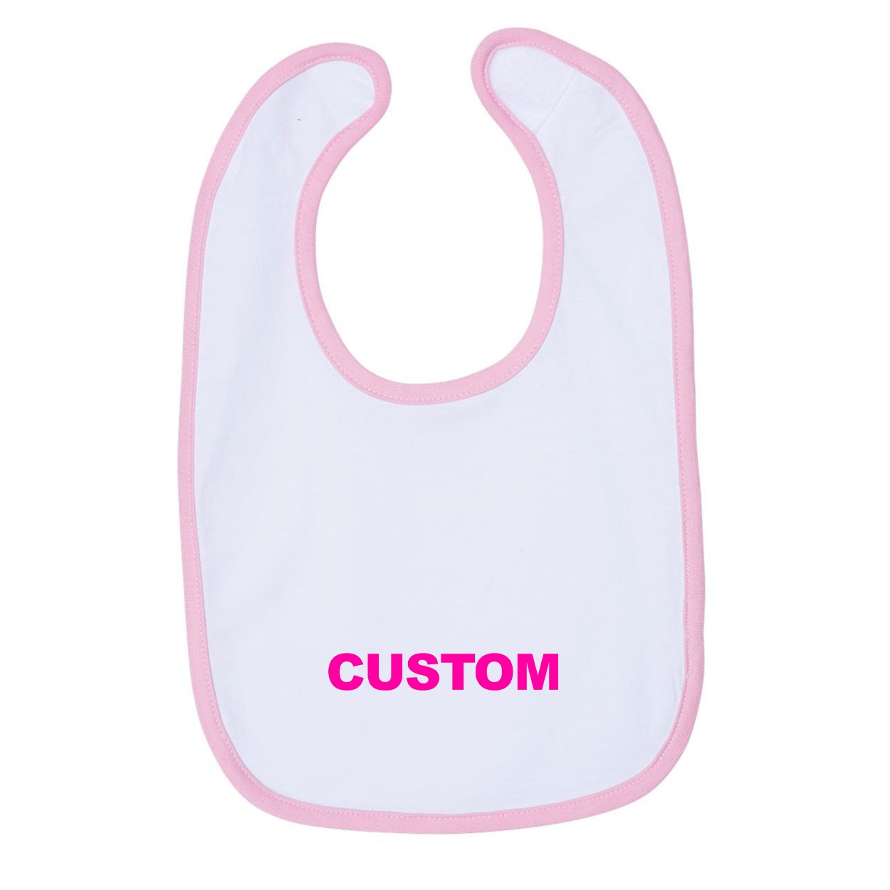 Custom Life Brand Logo Classic Infant Baby Bib White/Pink (Pink Logo)