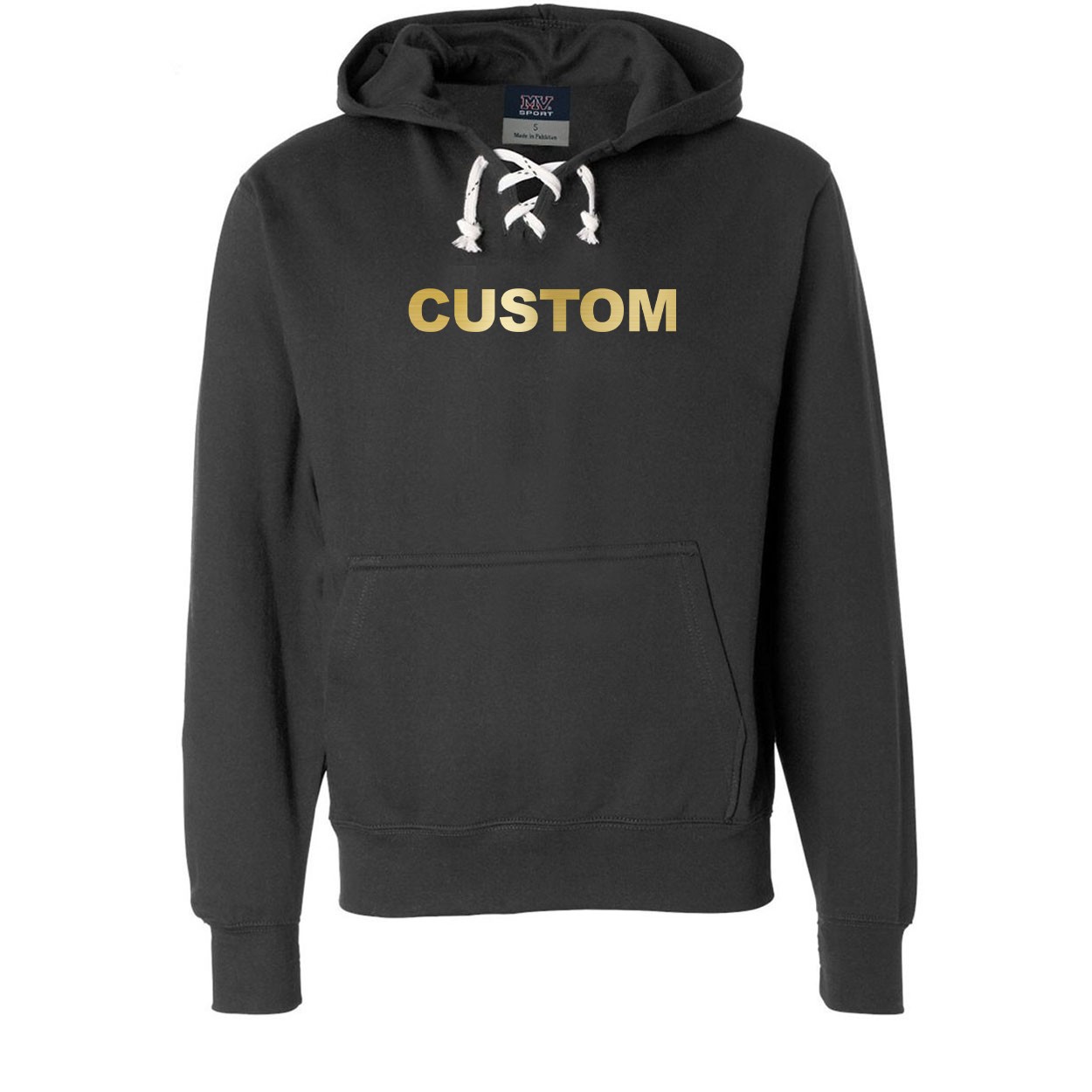Custom Life Brand Logo Classic Unisex Premium Hockey Sweatshirt Black (Metallic Gold Logo)