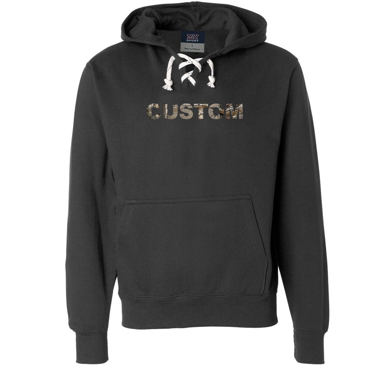 Custom Life Brand Logo Classic Unisex Premium Hockey Sweatshirt Black (Realtree Camo Logo)
