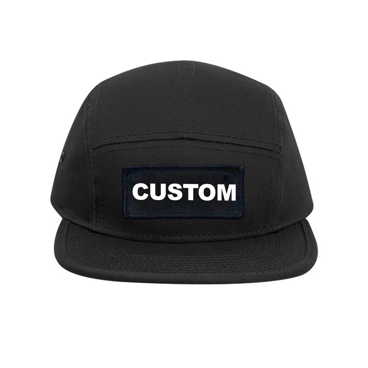 Custom Life Brand Logo Classic Woven Patch Classic Camper Hat Black