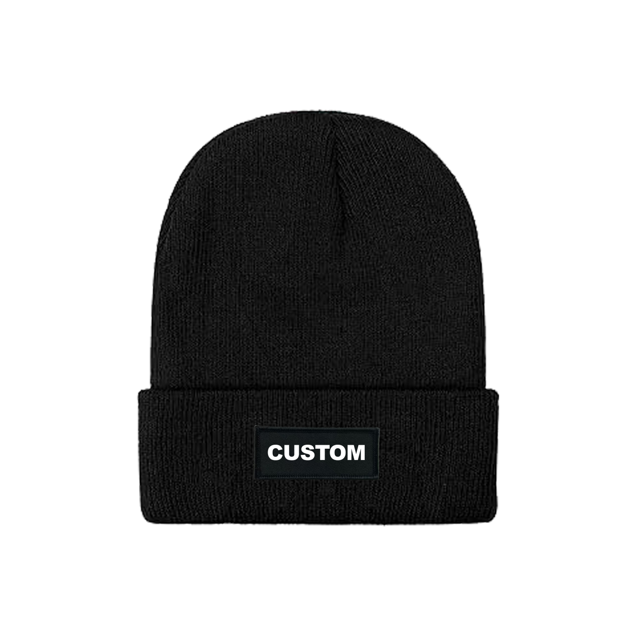 Custom Life Brand Logo Night Out Woven Patch Skully Youth Beanie Black