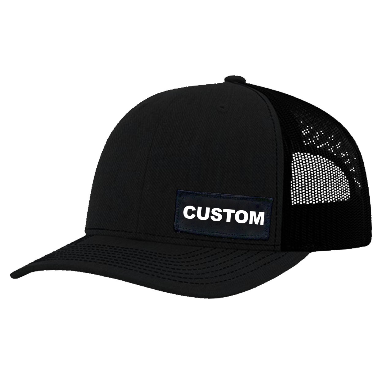 Custom Life Brand Logo Night Out Youth Patch Mesh Snapback Hat Black (White Logo)