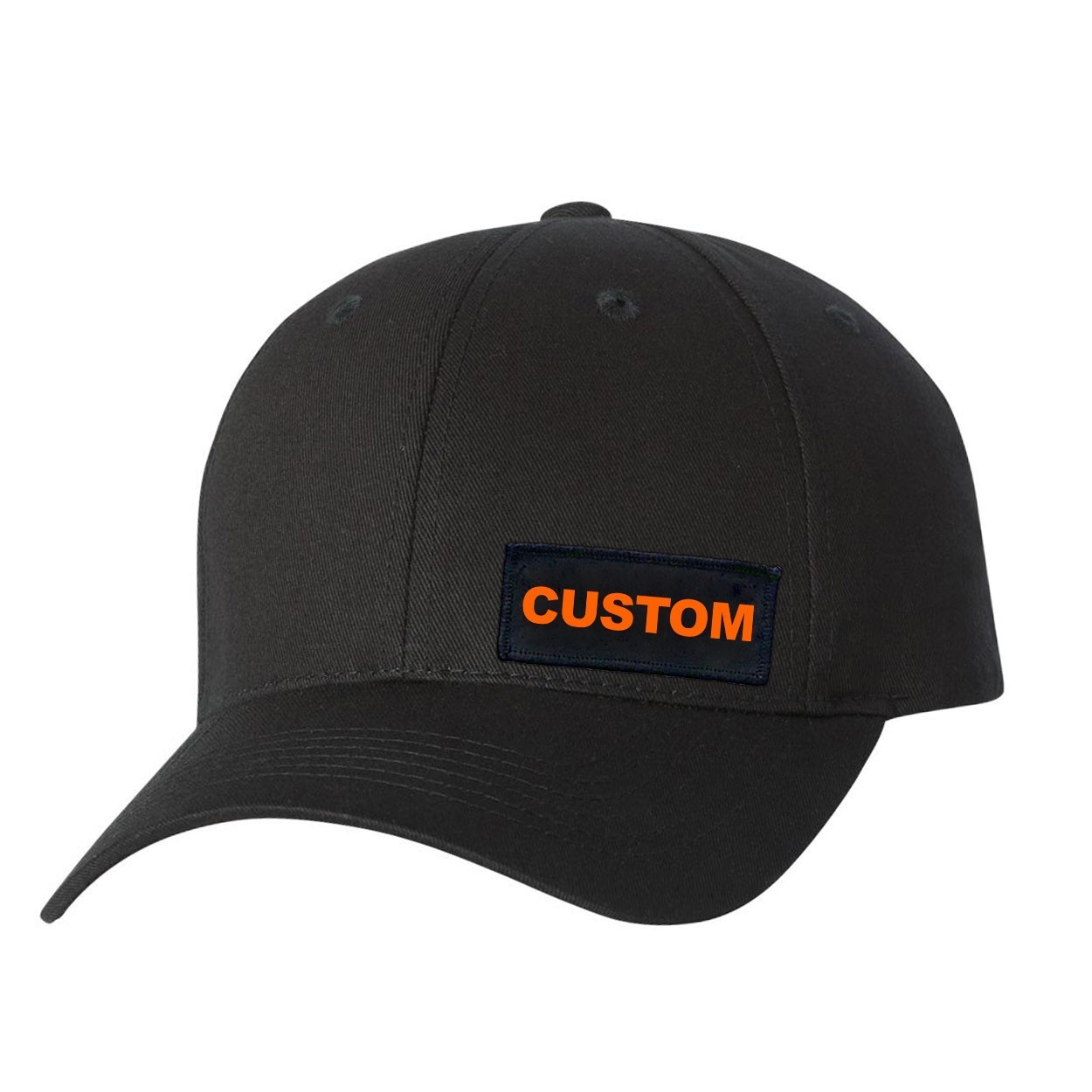 Custom Life Brand Logo Night Out Youth Patch Unstructured Velcro Hat Black (Orange Logo)