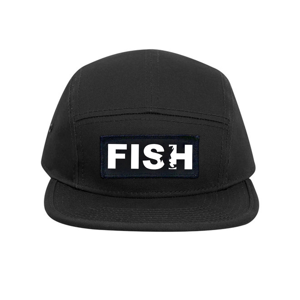 Fish Catch Logo Classic Woven Patch Classic Camper Hat Black
