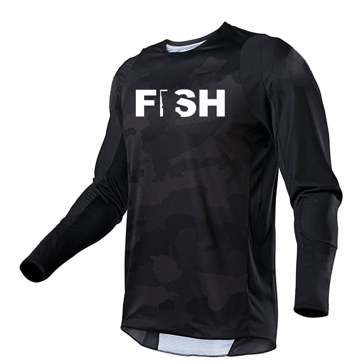 Fish Minnesota Classic Performance Jersey Long Sleeve Shirt Black Camo