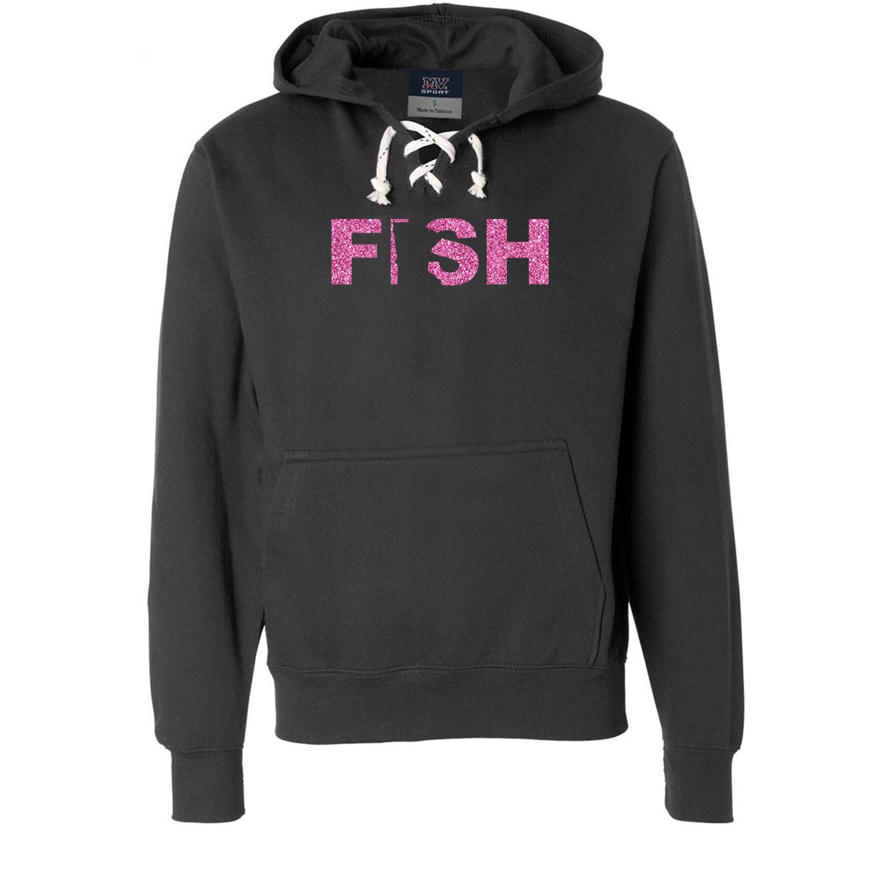 Fish Minnesota Classic Unisex Premium Hockey Sweatshirt Black (Glitter Pink Logo)