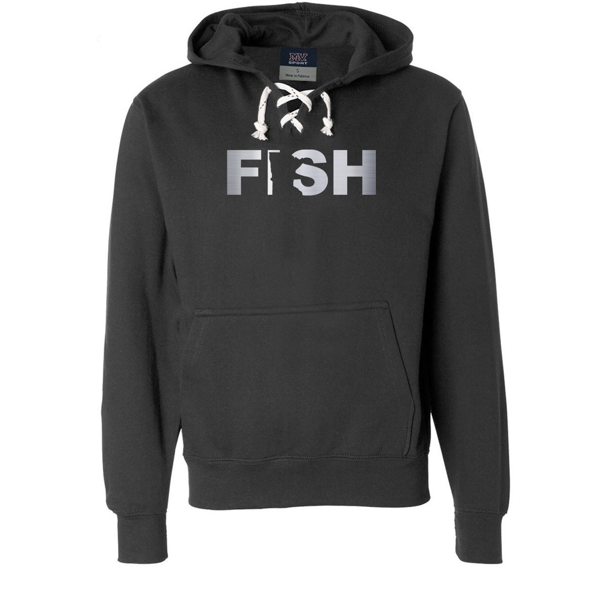 Fish Minnesota Classic Unisex Premium Hockey Sweatshirt Black (Metallic Silver Logo)