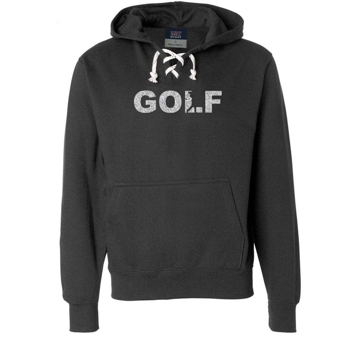 Golf Swing Logo Classic Unisex Premium Hockey Sweatshirt Black (Glitter Silver Logo)