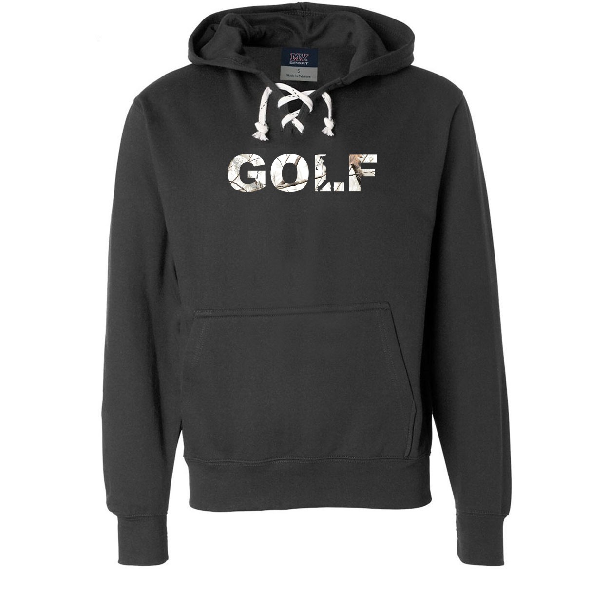 Golf Swing Logo Classic Unisex Premium Hockey Sweatshirt Black (Realtree Snow Camo Logo)