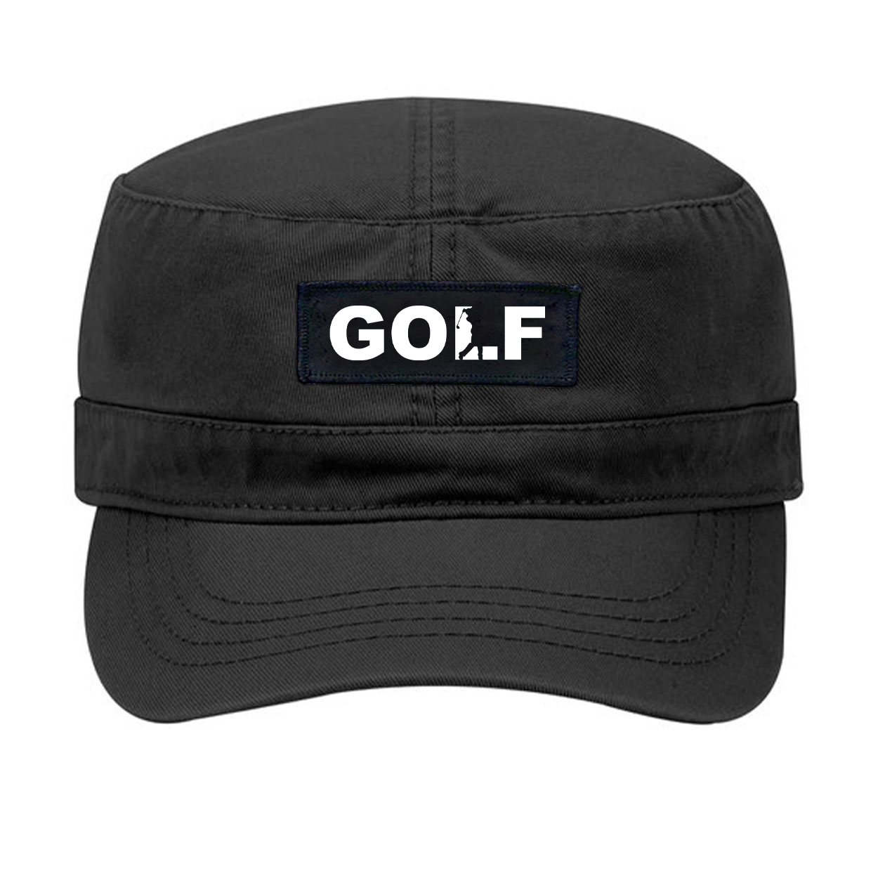 Golf Swing Logo Night Out Woven Patch Military Hat Black