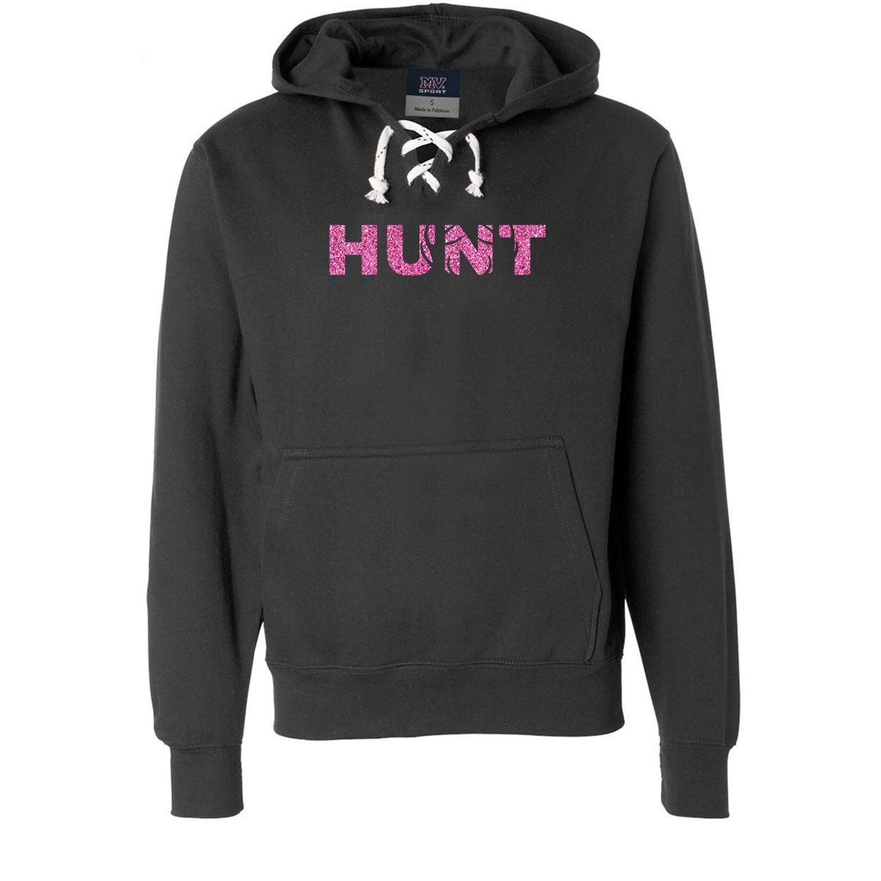 Hunt Rack Logo Classic Unisex Premium Hockey Sweatshirt Black (Glitter Pink Logo)