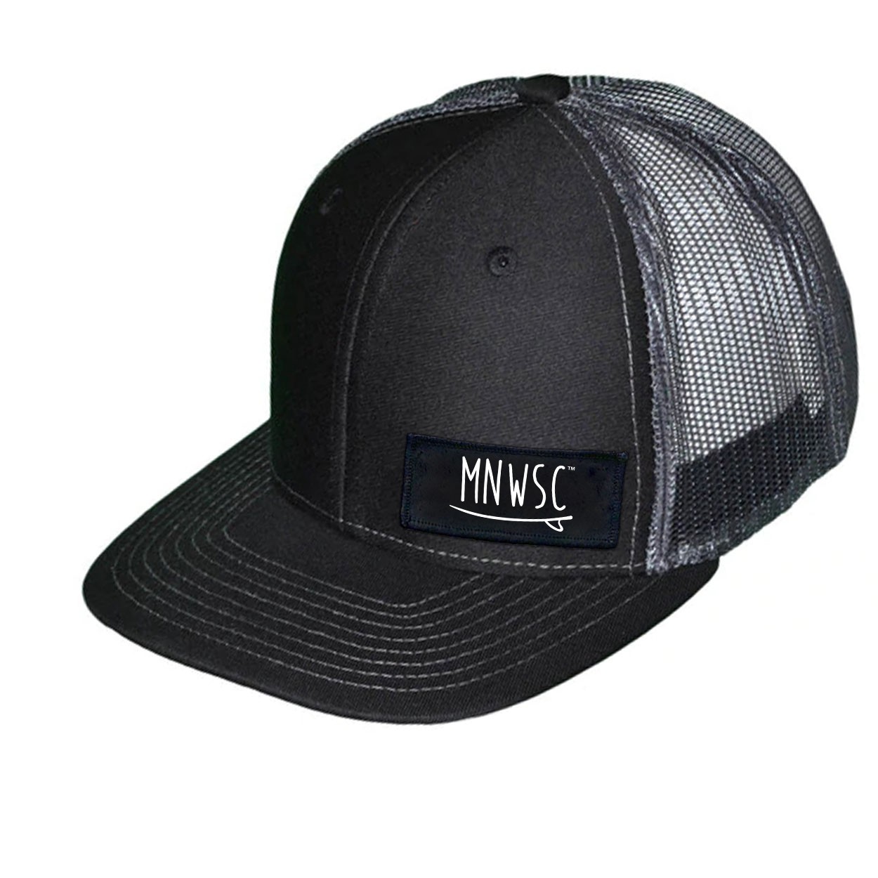 Minnesota Wakesurf Championship Night Out Woven Patch Snapback Trucker Hat Black/Gray (White Logo)