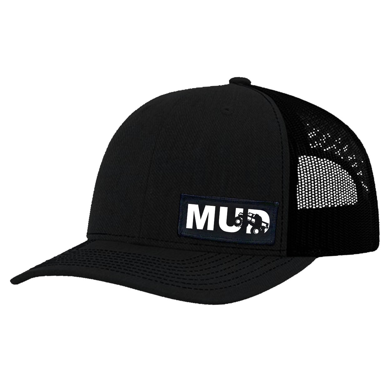 Mud Truck Logo Night Out Youth Patch Mesh Snapback Hat Black (White Logo)