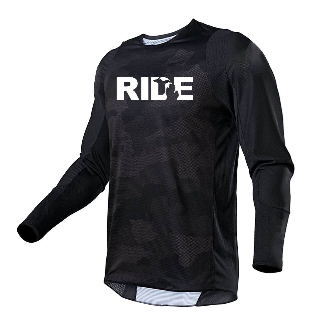 Ride Michigan Classic Performance Jersey Long Sleeve Shirt Black Camo