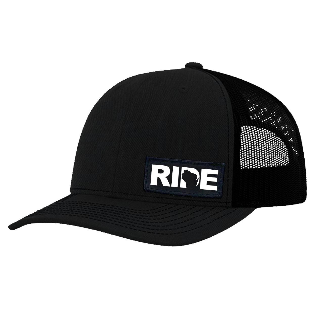 Ride Wisconsin Night Out Youth Patch Mesh Snapback Hat Black (White Logo)
