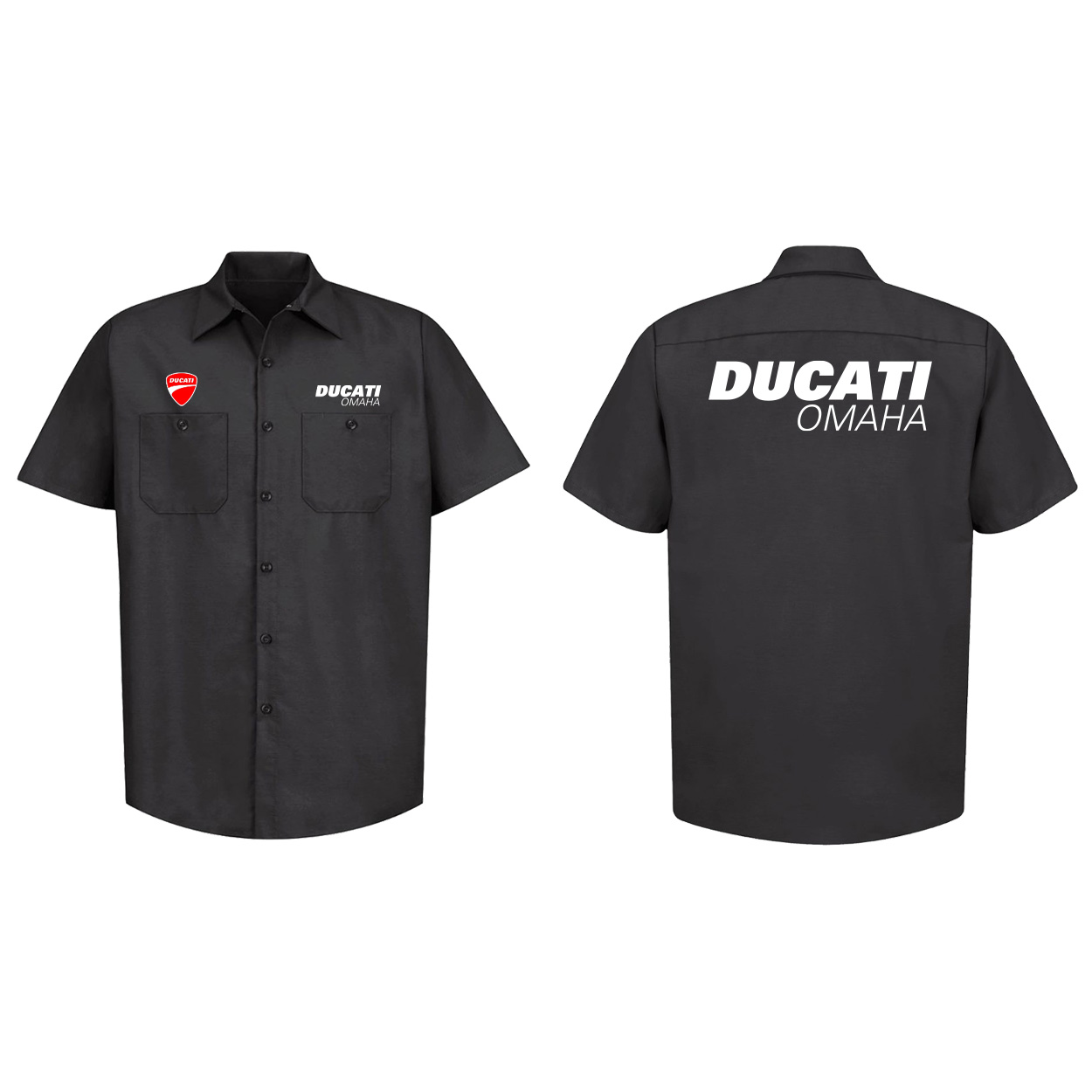 Ducati Omaha Classic Unisex Industrial Short Sleeve Black (White Logo)