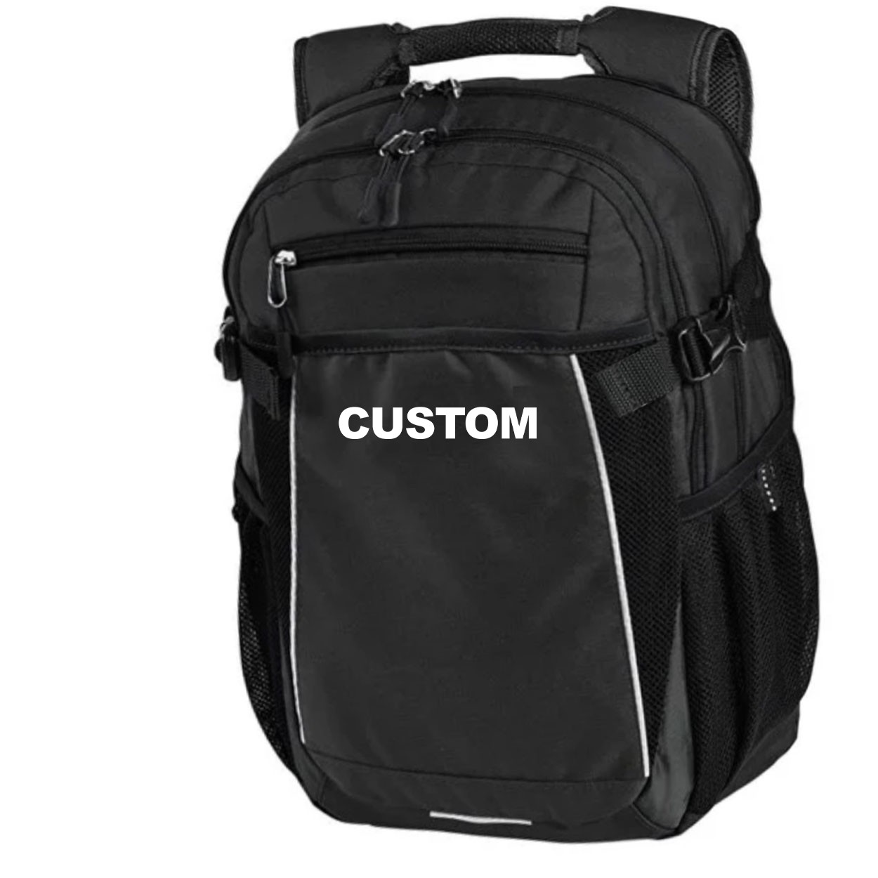 Custom Life Brand Logo Classic Pro Pioneer Backpack Black (White Logo)