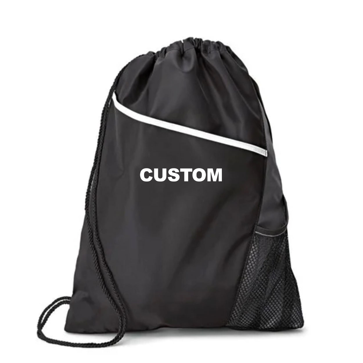 Custom Life Brand Logo Classic Surge Sport Drawstring Cinchpack Black (White Logo)