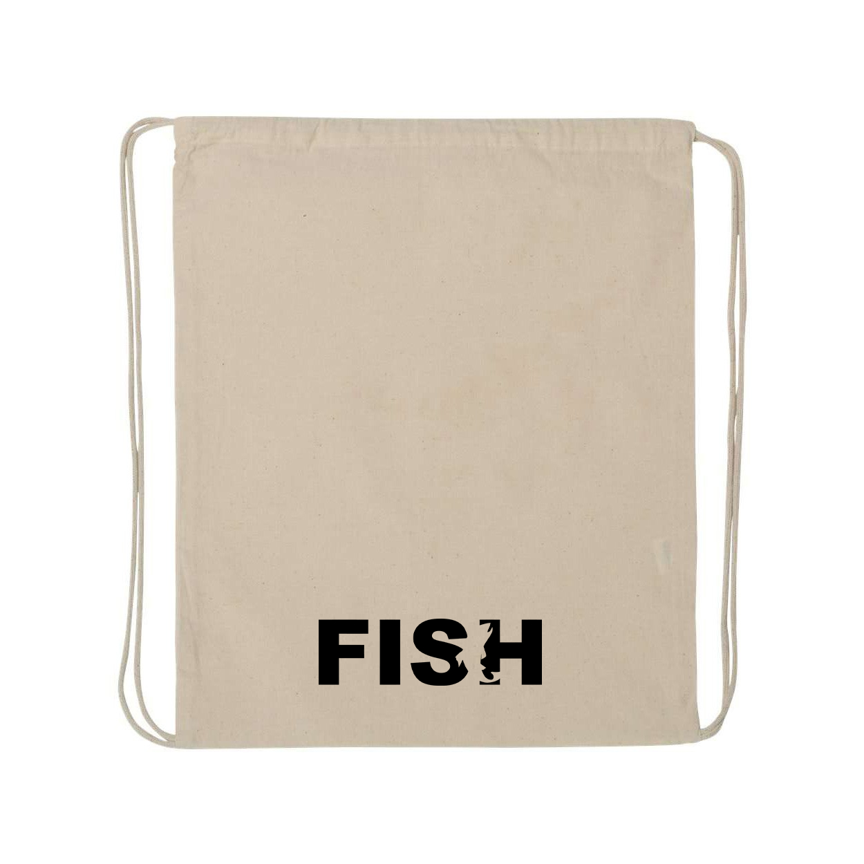 Fish Catch Logo Classic Drawstring Sport Pack Bag/Cinch Sack Natural (Black Logo)