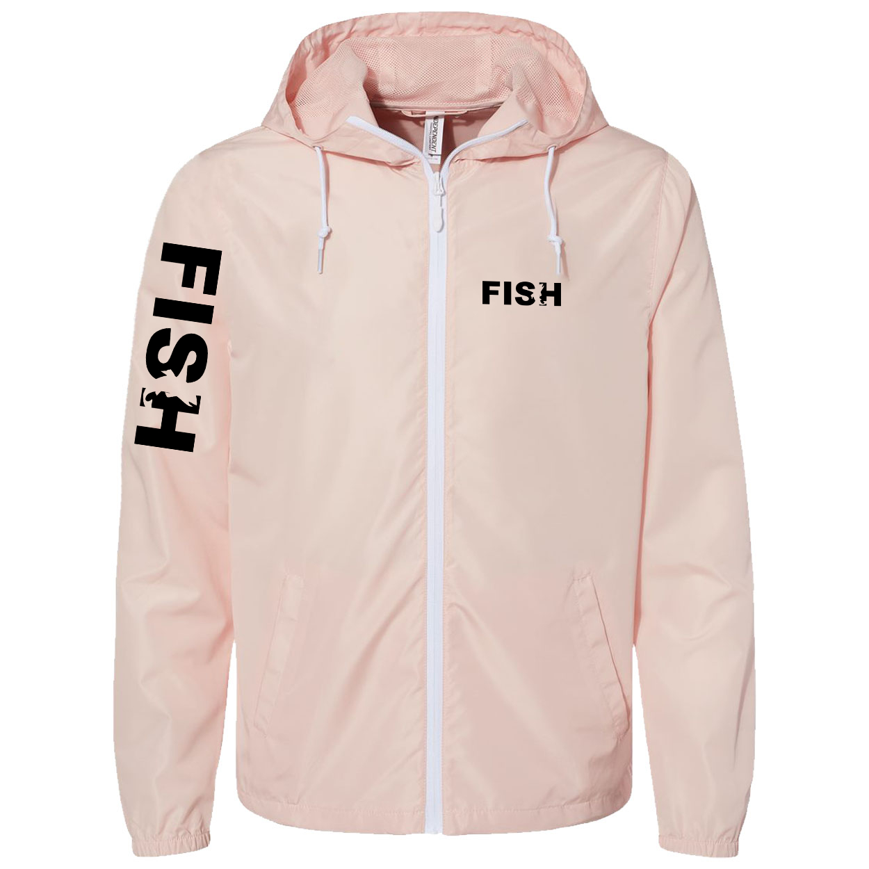 Fish Catch Logo Classic Lightweight Windbreaker Blush (Black Logo)