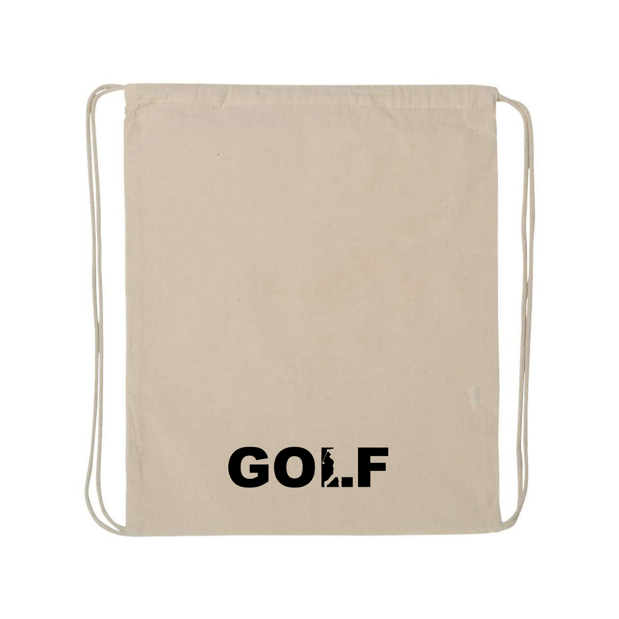 Golf Swing Logo Classic Drawstring Sport Pack Bag/Cinch Sack Natural (Black Logo)