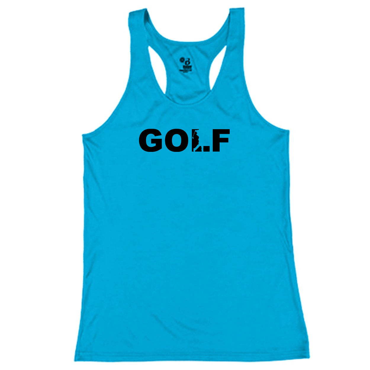 Golf Swing Logo Classic Youth Girls Performance Racerback Tank Top Electric Blue (Black Logo)