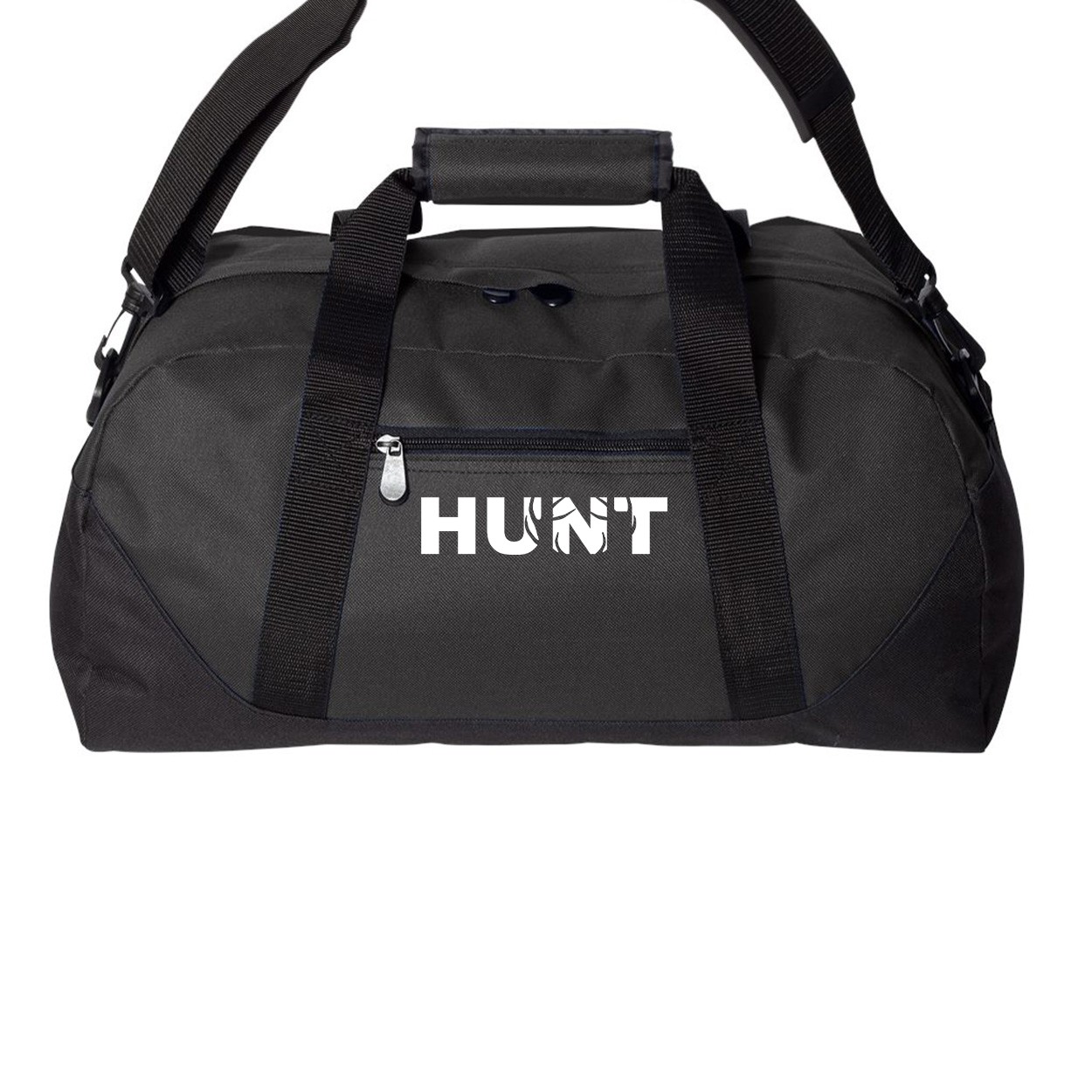 Hunt Rack Logo Classic Champion Sport Duffel Bag Black (White Logo)