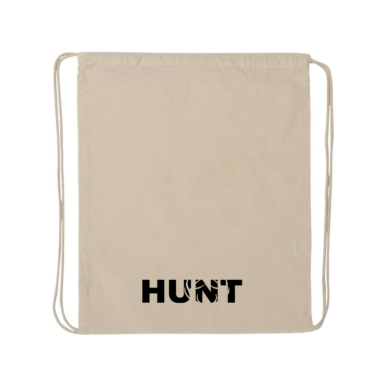 Hunt Rack Logo Classic Drawstring Sport Pack Bag/Cinch Sack Natural (Black Logo)