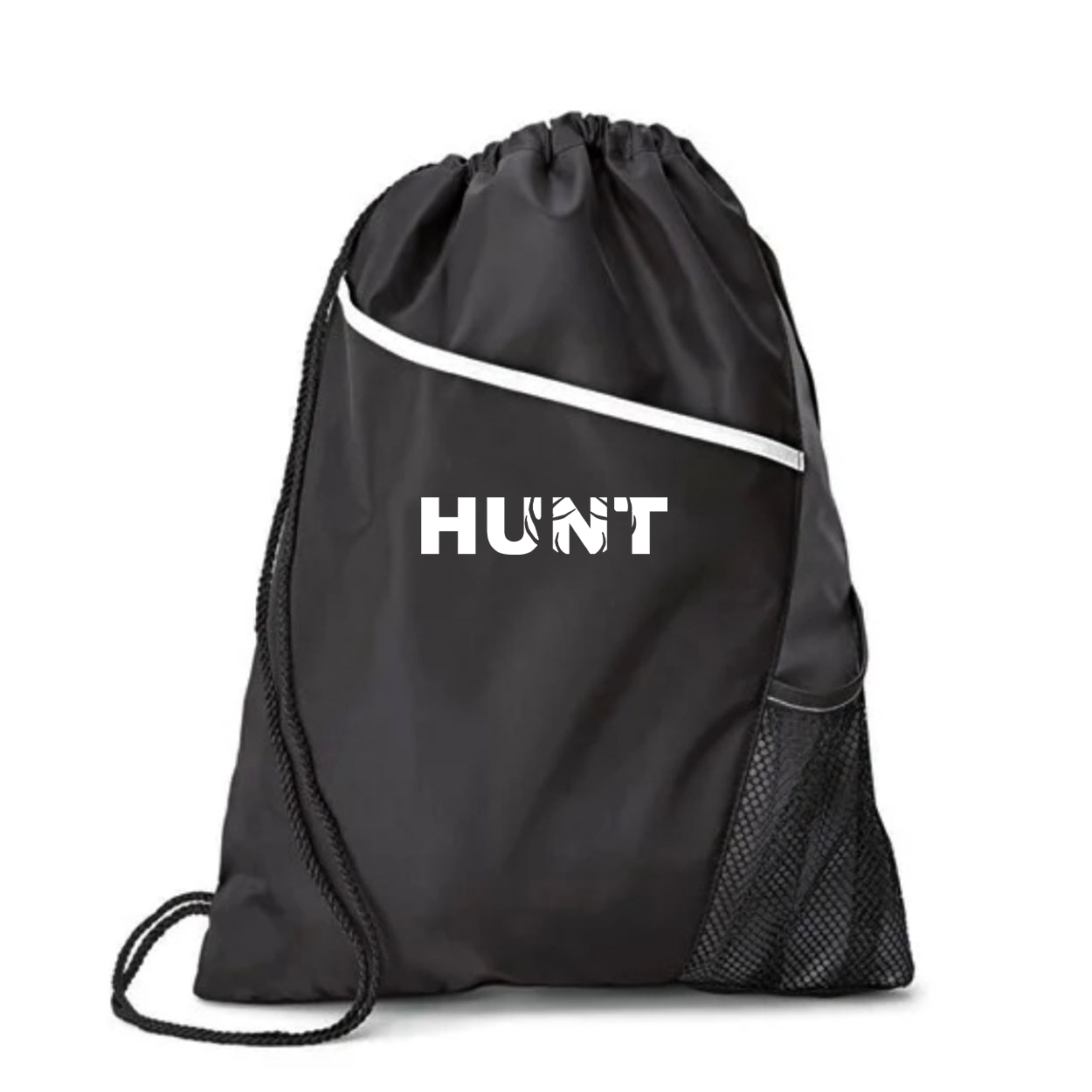 Hunt Rack Logo Classic Surge Sport Drawstring Cinchpack Black (White Logo)