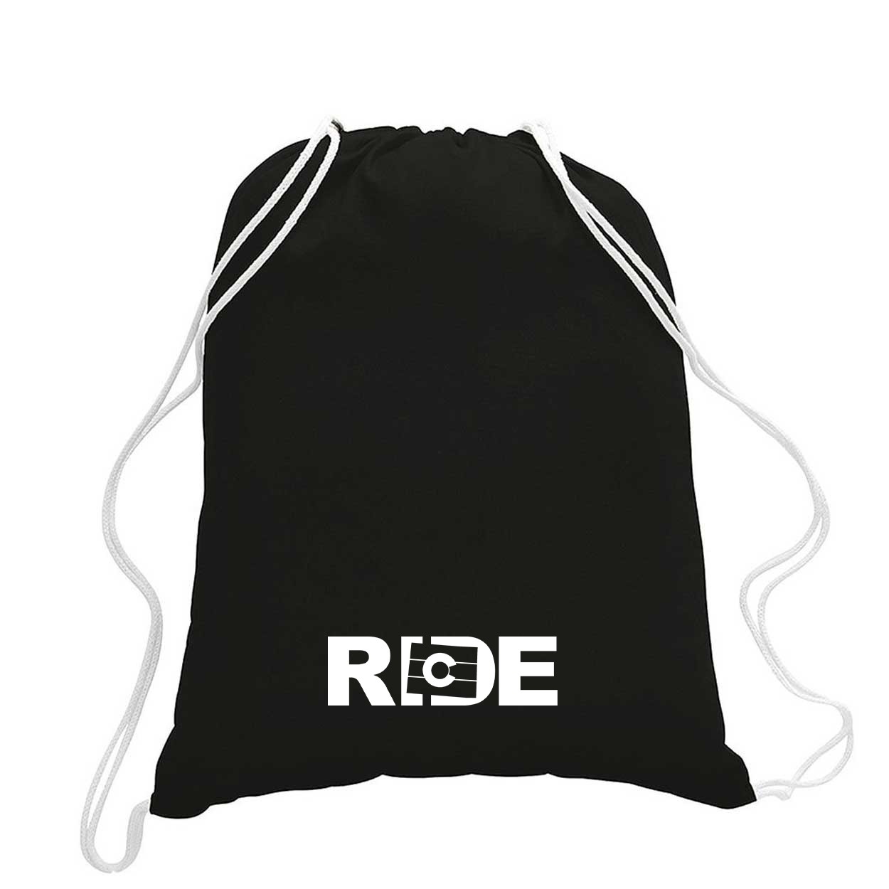 Ride Colorado Classic Drawstring Sport Pack Bag/Cinch Sack Black (White Logo)