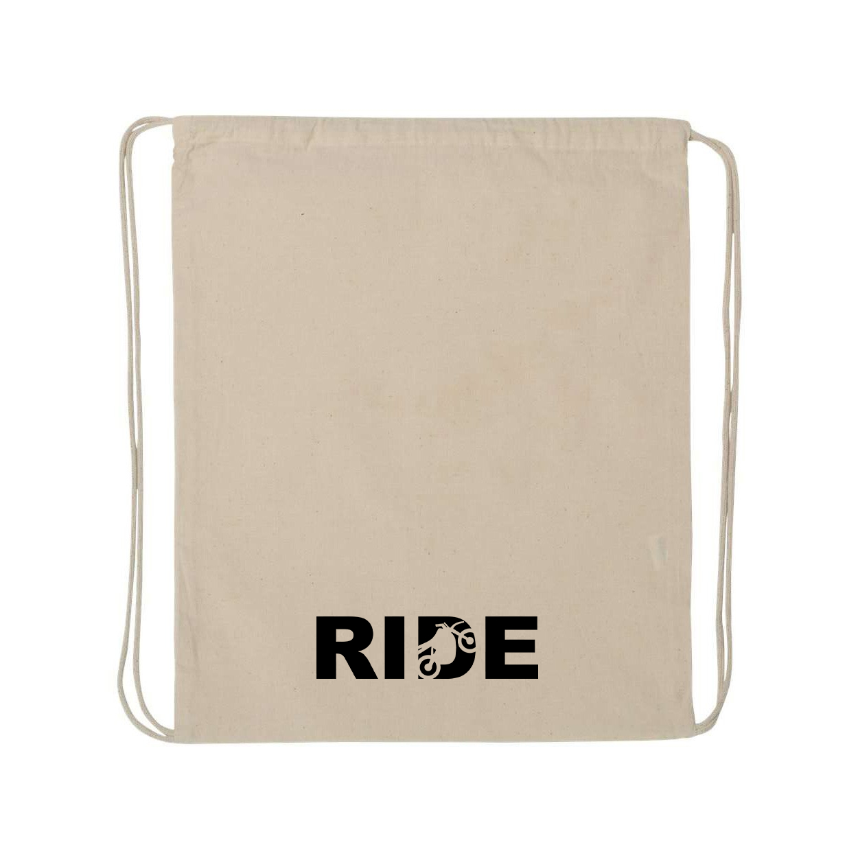 Ride Moto Logo Classic Drawstring Sport Pack Bag/Cinch Sack Natural (Black Logo)