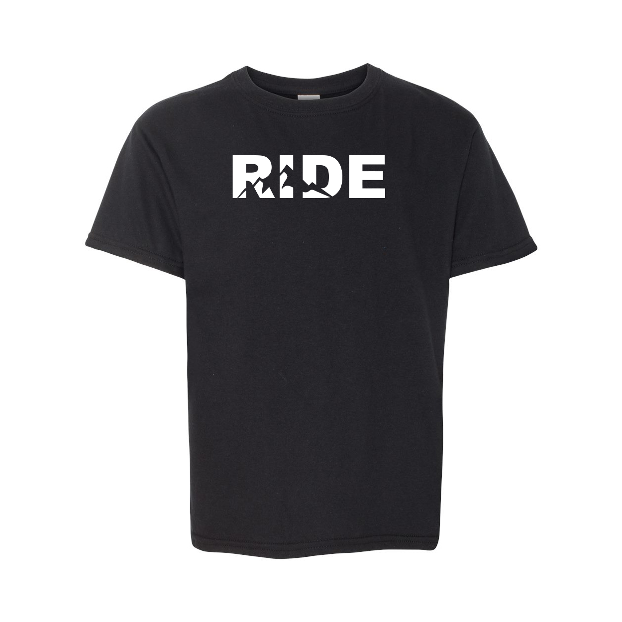 Ride Mountain Logo Classic Youth T-Shirt Black (White Logo)