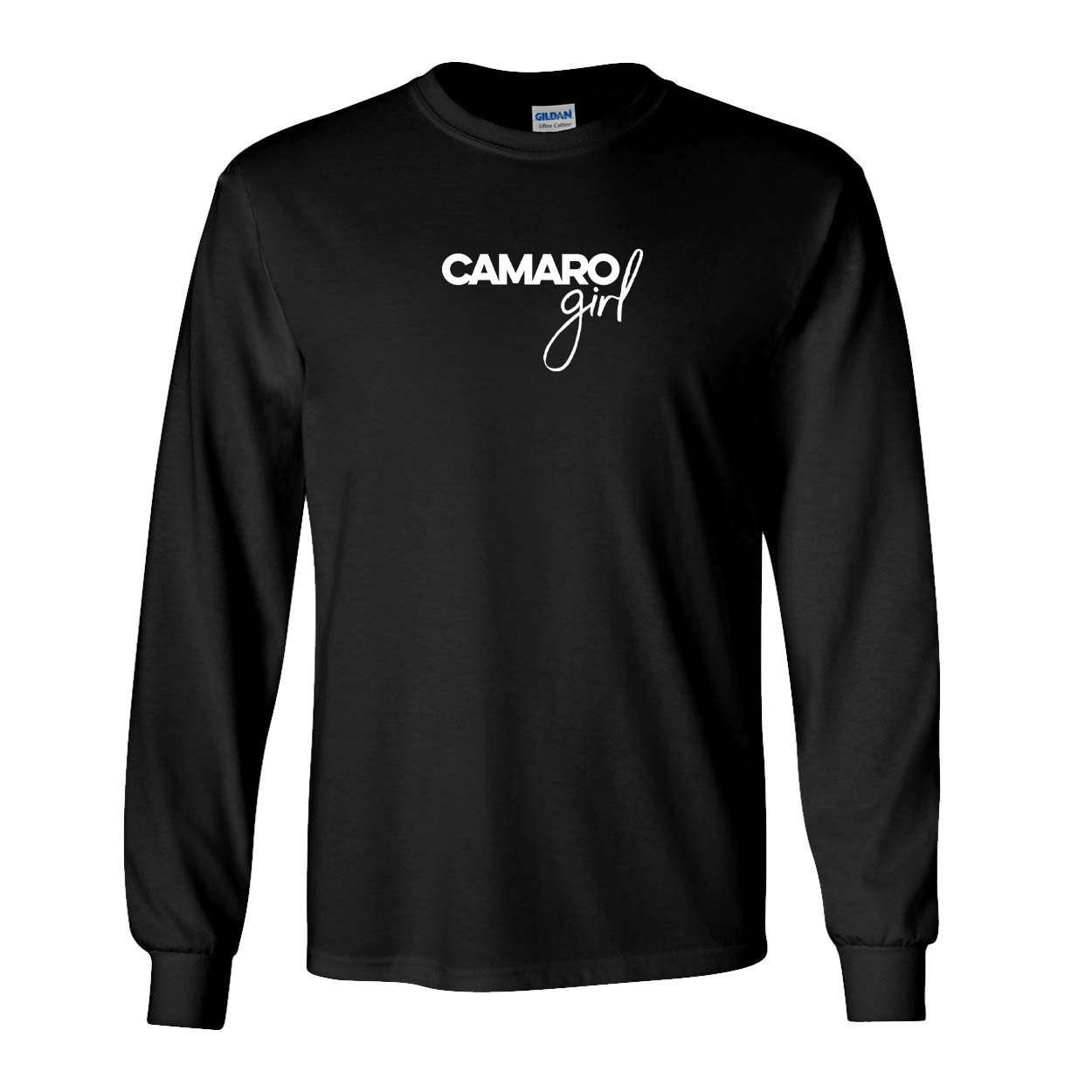 Camaro Minnesota Classic Camaro Girl Long Sleeve T-Shirt Black (White Logo)