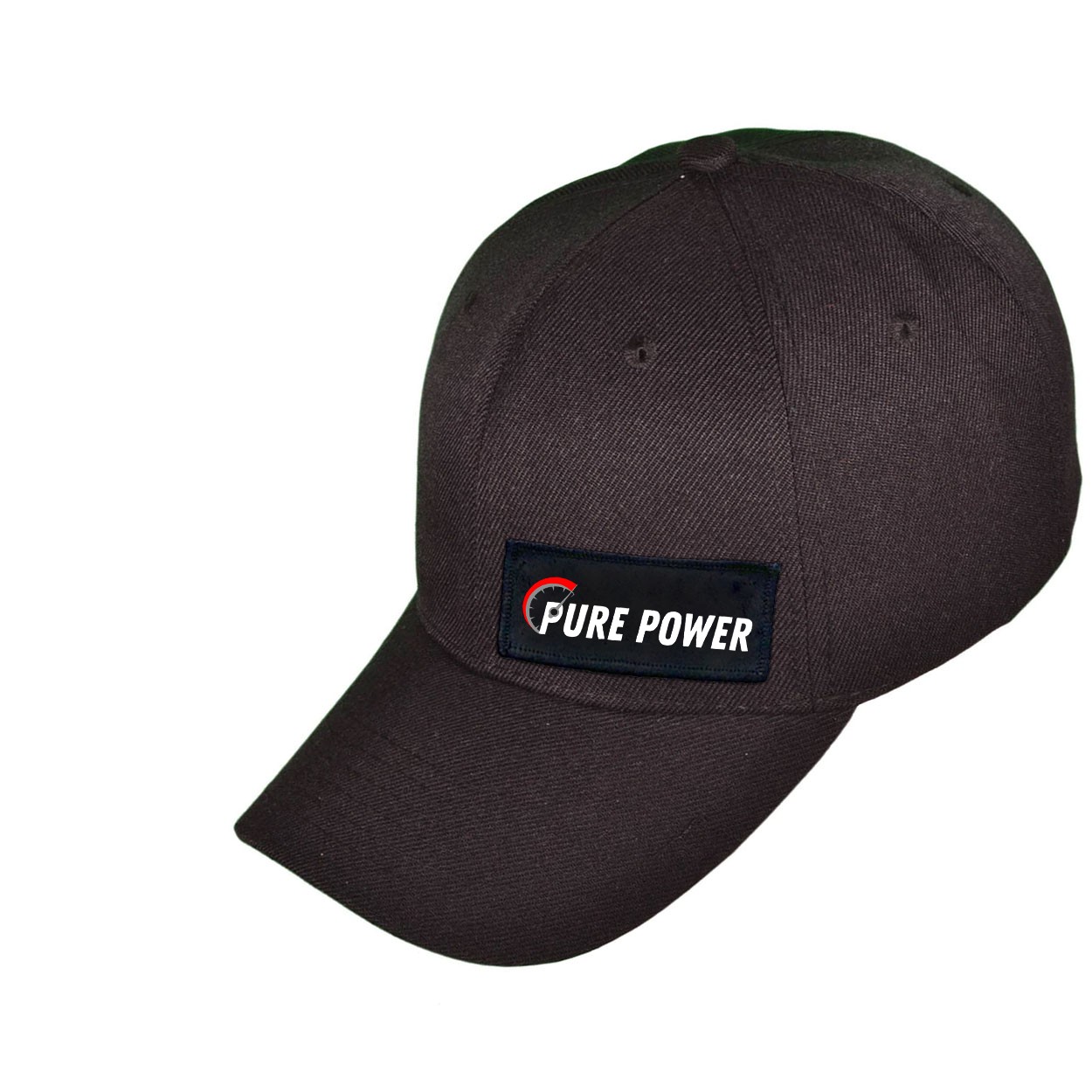 Ride Pure Power Logo Night Out Woven Patch Velcro Baseball Cap Black (White Logo)