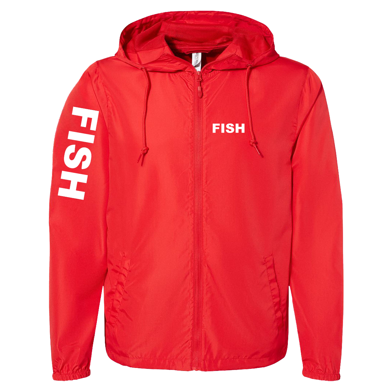 Fish Brand Logo Classic Lightweight Windbreaker Red (White Logo)