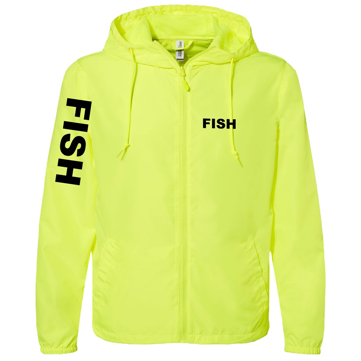 Fish Brand Logo Classic Lightweight Windbreaker Safety Yellow (Black Logo)