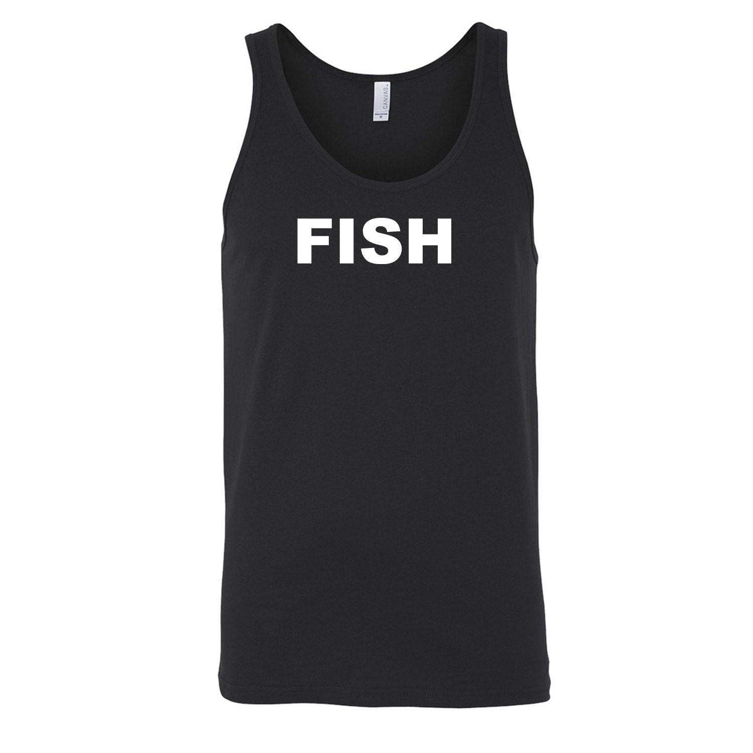 Fish Brand Logo Classic Men's Unisex Tank Top Black (White Logo)
