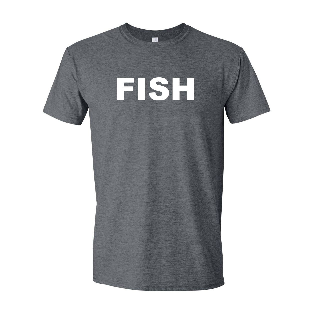 Fish Brand Logo Classic T-Shirt Dark Heather Gray (White Logo)