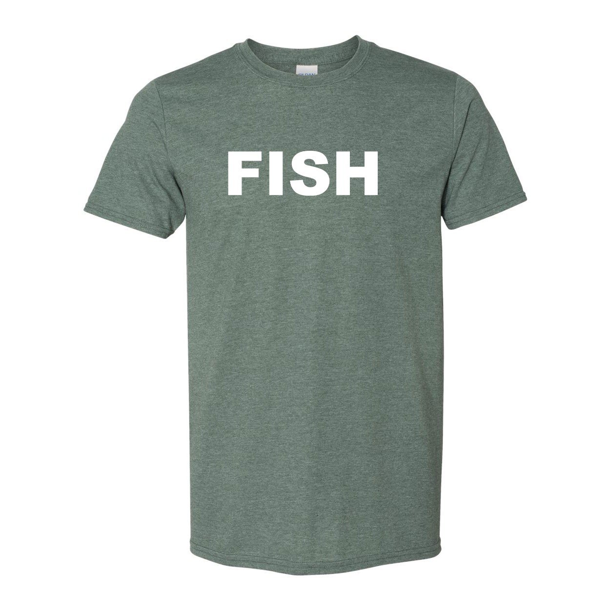 Fish Brand Logo Classic T-Shirt Military Green (White Logo)