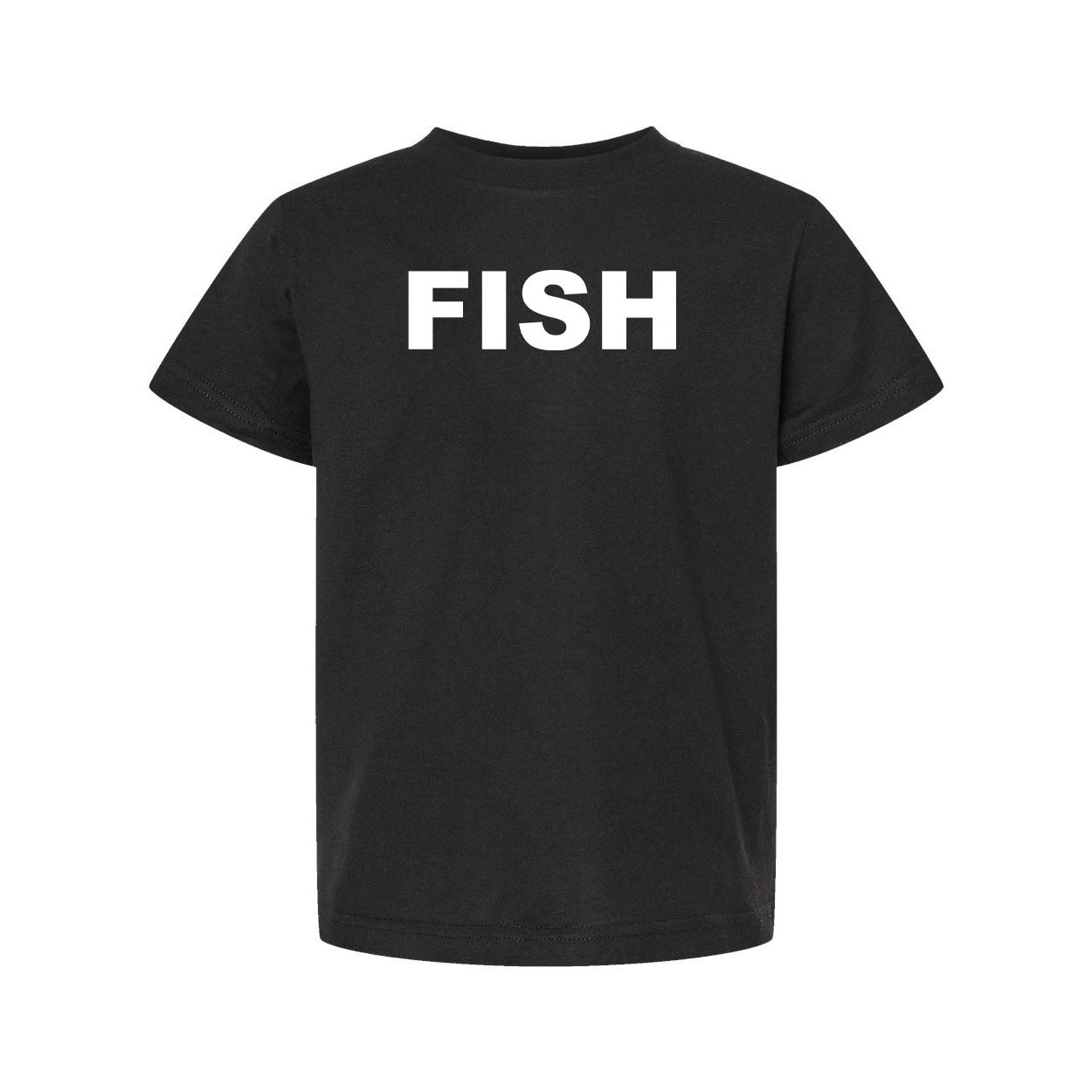 Fish Brand Logo Classic Youth T-Shirt Black (White Logo)