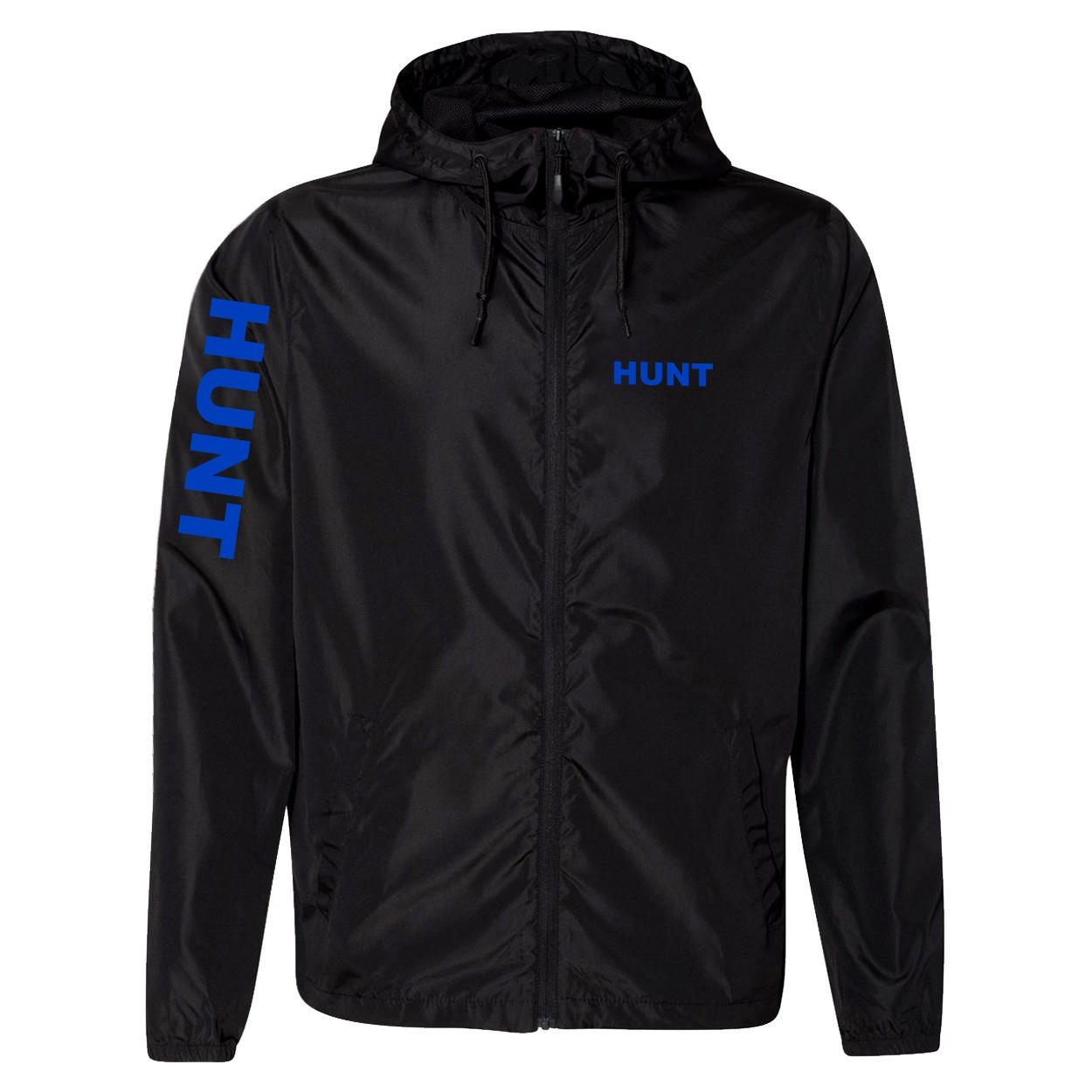 Hunt Brand Logo Night Out Lightweight Windbreaker Black (Blue Logo)