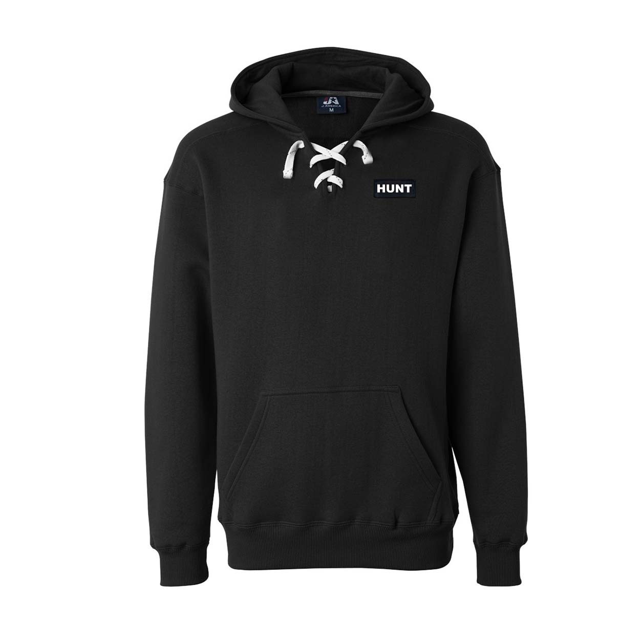 Hunt Brand Logo Night Out Woven Patch Unisex Premium Hockey Sweatshirt Black (White Logo)