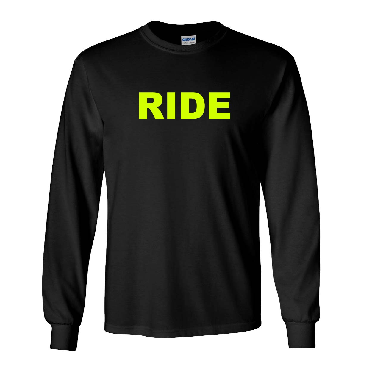 Ride Brand Logo Classic Long Sleeve T-Shirt Black (Hi-Vis Logo)