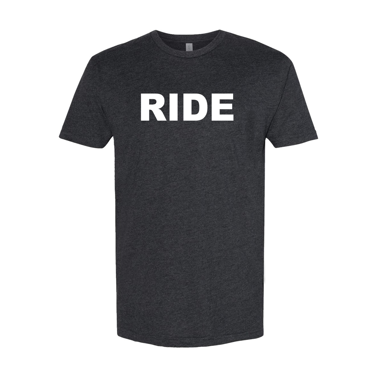 Ride Brand Logo Classic Sueded Classic T-Shirt Heather Charcoal (White Logo)