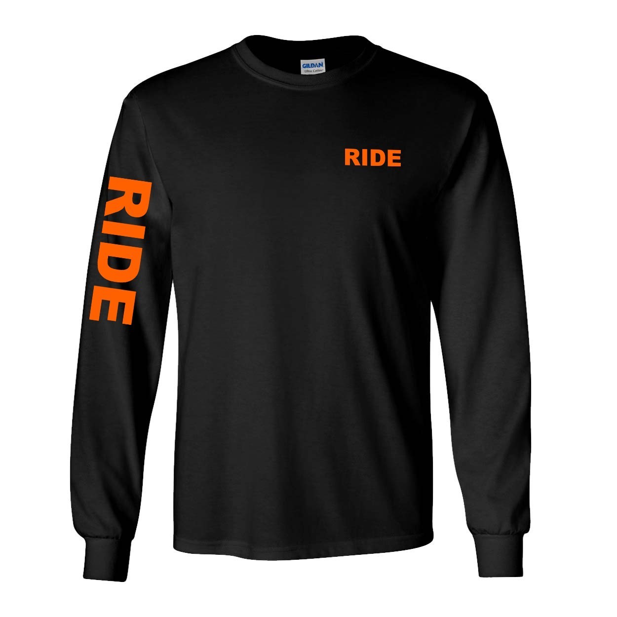 Ride Brand Logo Night Out Long Sleeve T-Shirt with Arm Logo Black (Orange Logo)
