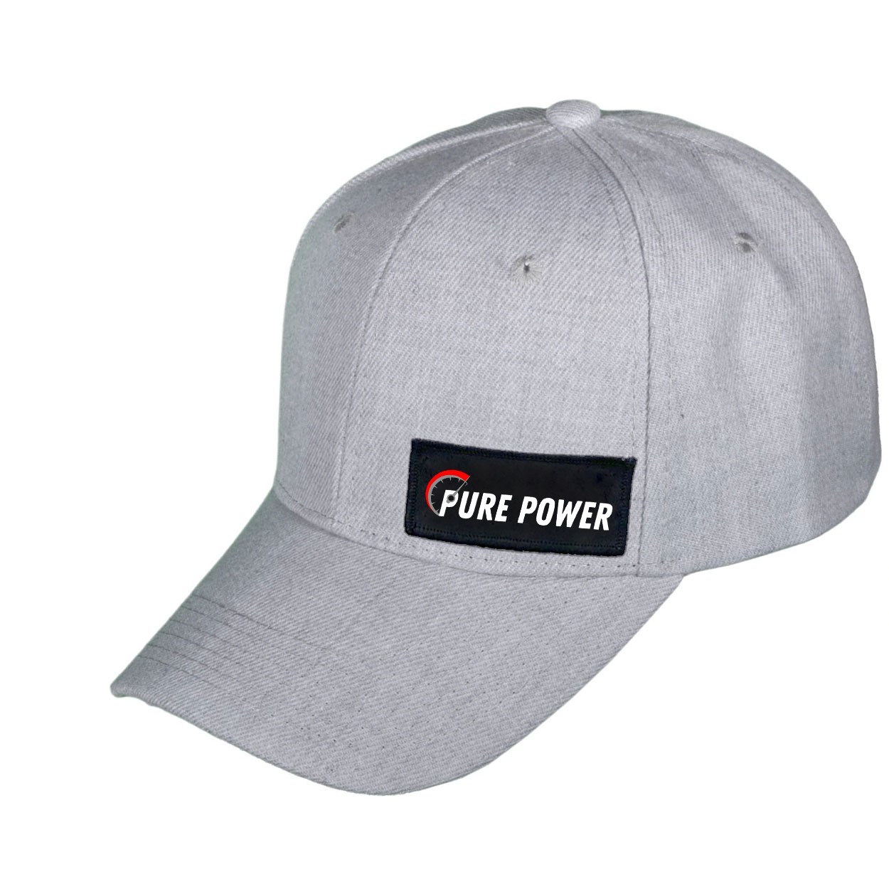 Ride Pure Power Logo Night Out Woven Patch Velcro Trucker Hat Heather Gray (White Logo)
