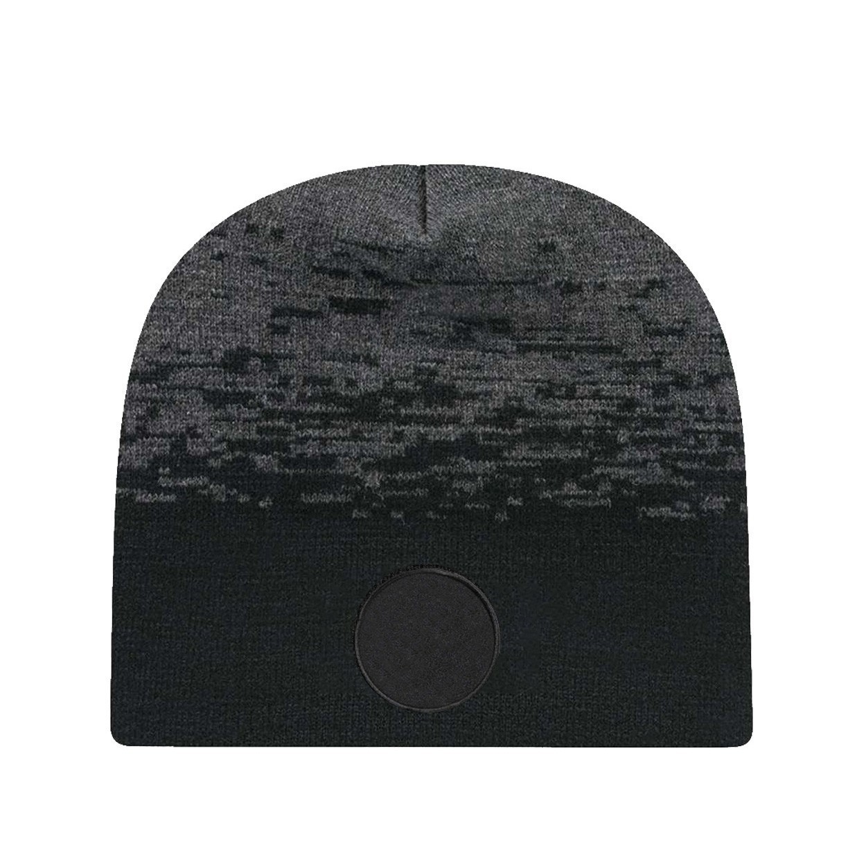 Product Details: Classic Circle Patch Static Beanie Black/Dark Heather Grey (CAP AMERICA - USA-Made Static Beanie - RKS9) (Copy)