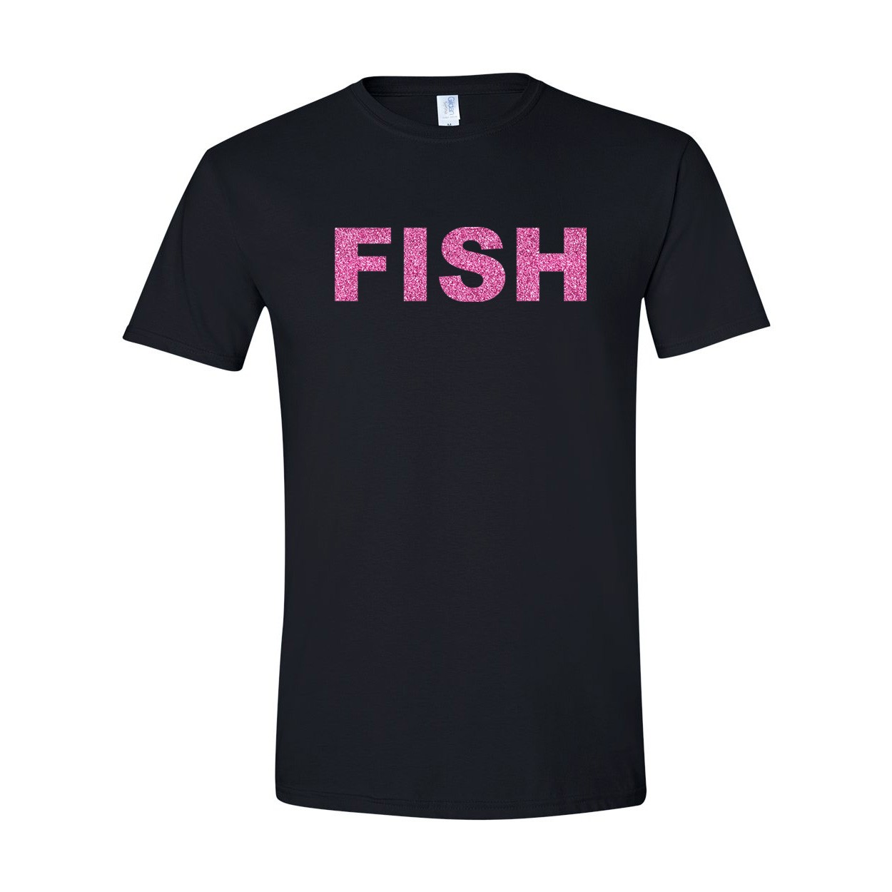 Fish Brand Logo Classic T-Shirt Black (Pink Glitter Logo)