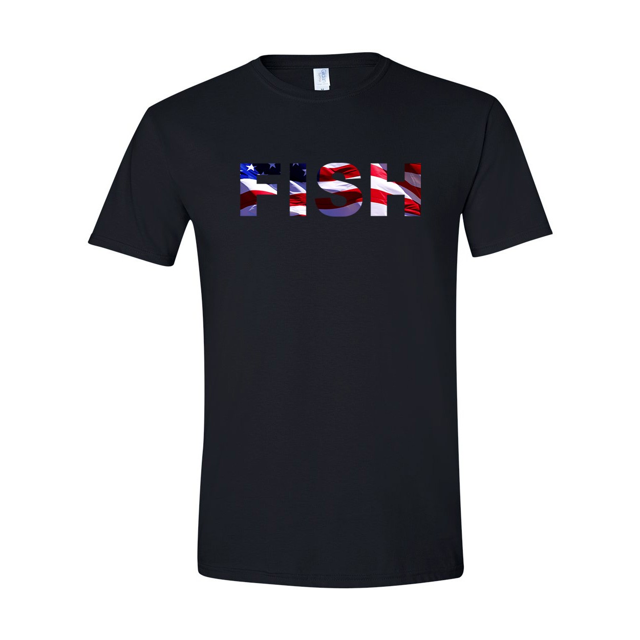Fish Brand Logo Classic T-Shirt Black (USA Flag Logo)